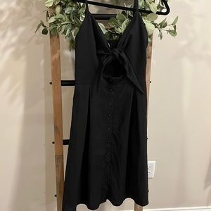 Black keyhole flare dress